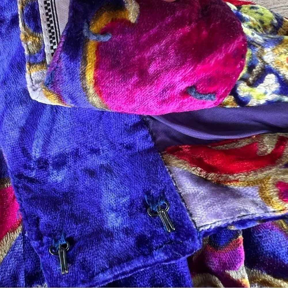 VTG Gianni Versace Jeweled Hearts Silk Velvet Baroque Pleated Pant Vibrant Italy - Picture 14 of 17